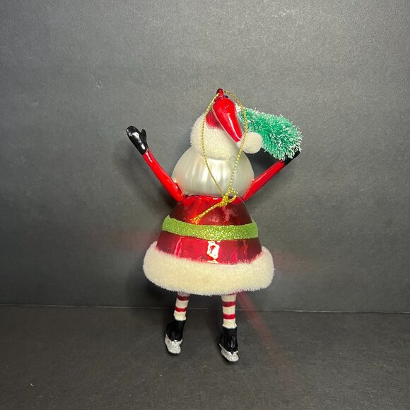 Whimsical Decorative Glass Santa Claus w/ Ice Skates Christmas Tree Ornament 6" - Picture 4 of 6
